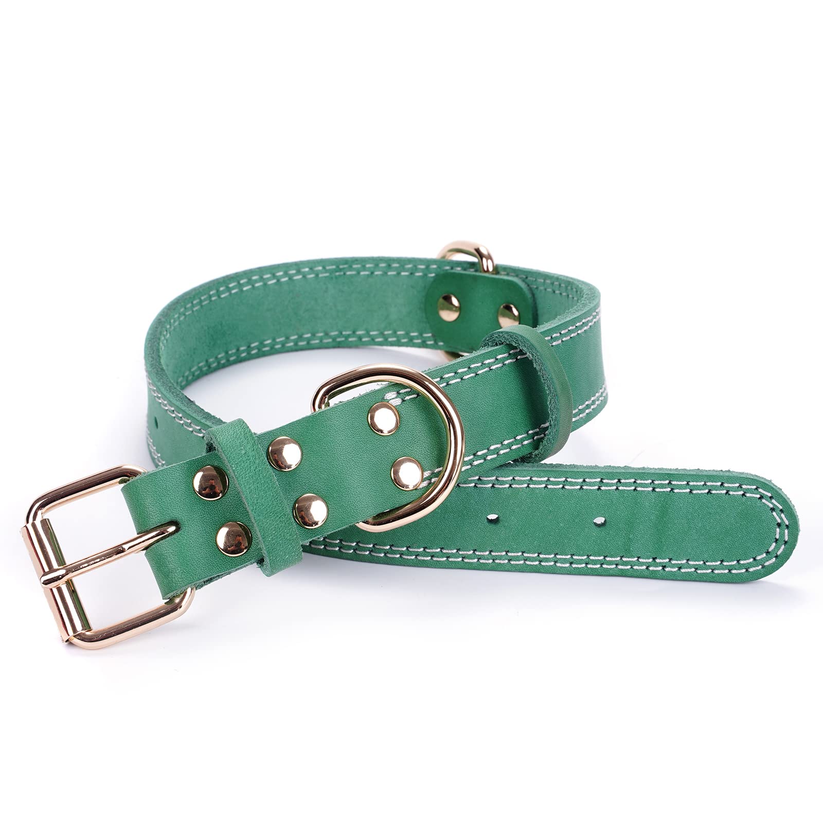 DAIHAQIKO leather dog collar worn during outdoor activities for durability