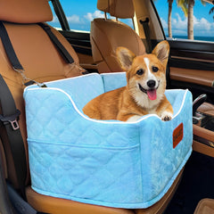 DAIIST dog car seat blue close-up showing memory-foam comfort for small dogs