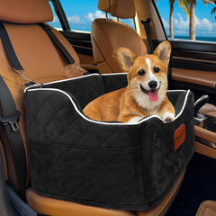 DAIIST dog car seat in-car setup highlighting elevated booster for secure travel.