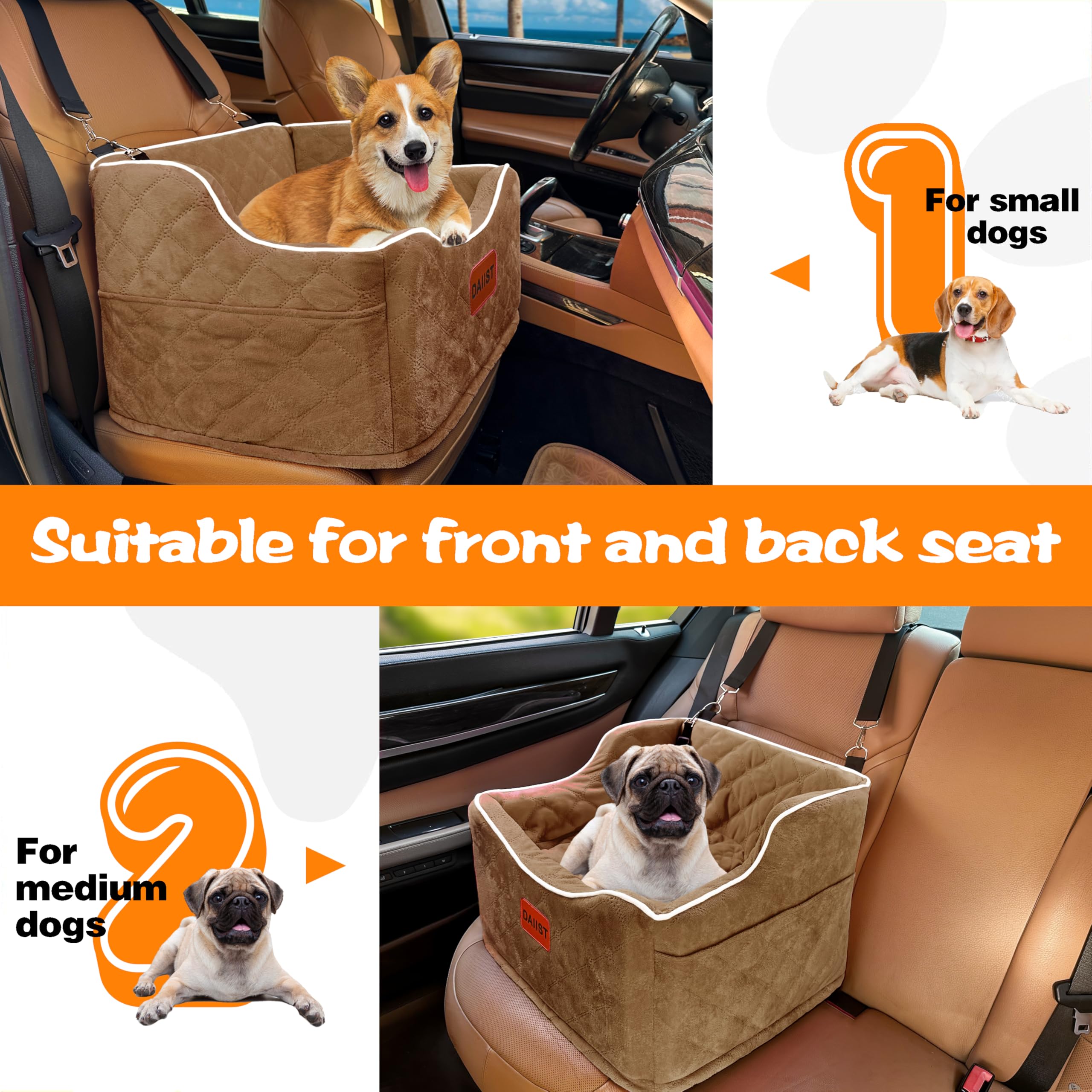 DAIIST dog car seat safety buckles reduce movement for calmer rides