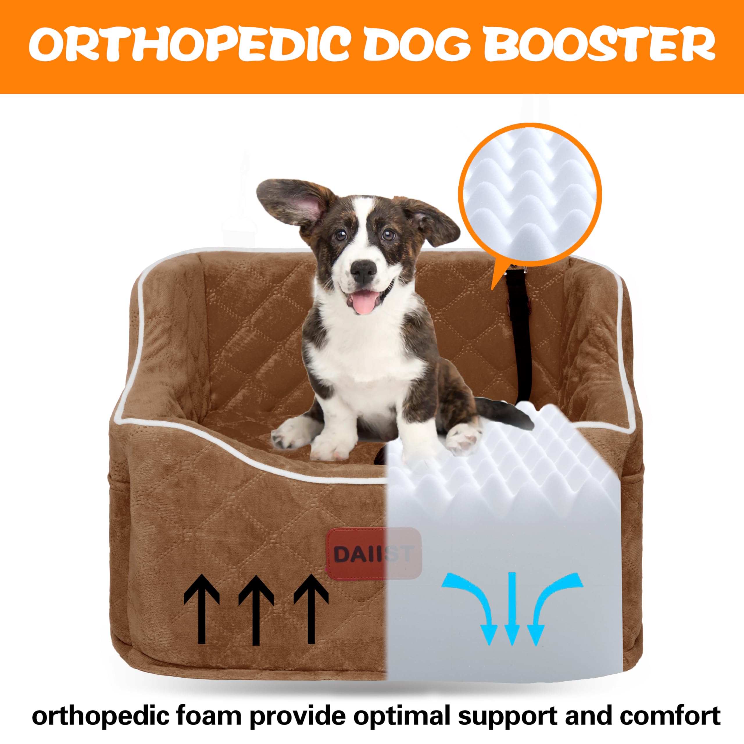 DAIIST dog car seat side view highlights elevated perch for better scenery