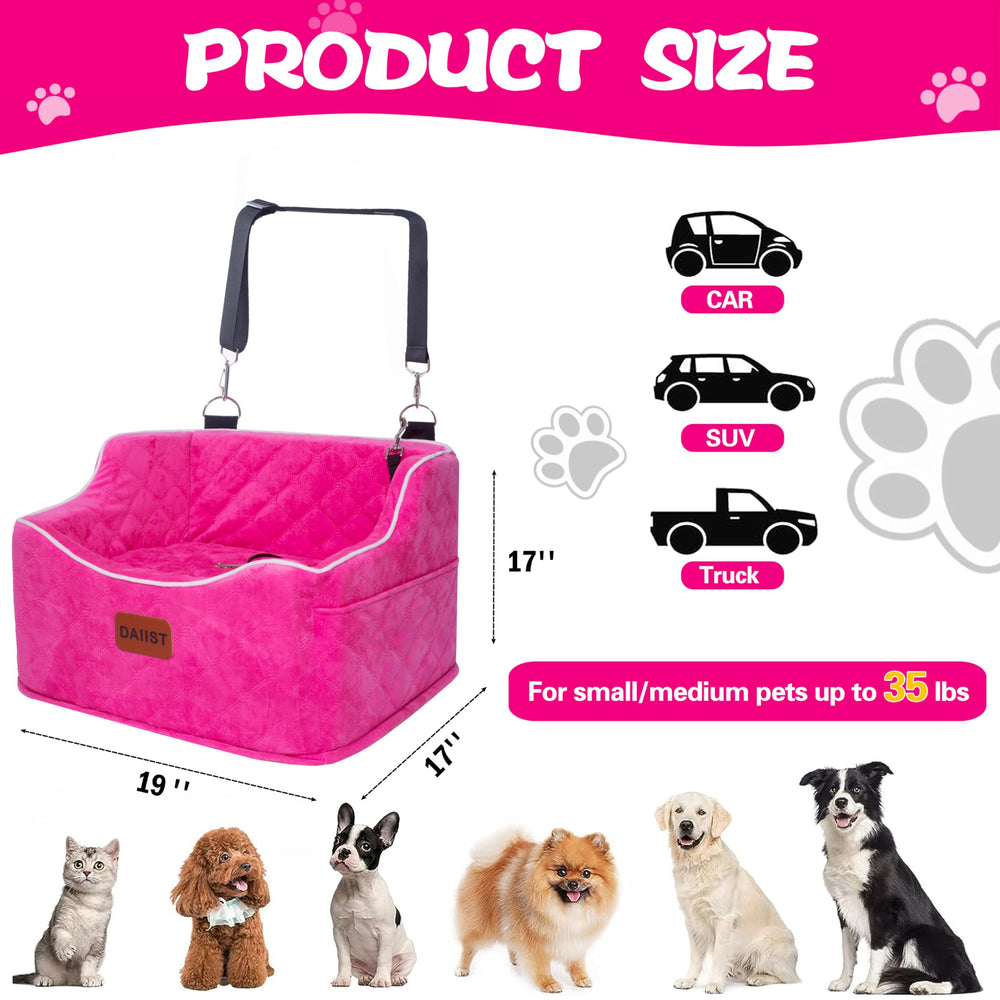 DAIIST dog car seat size 19x17x17 fits small to medium dogs under 35 lbs