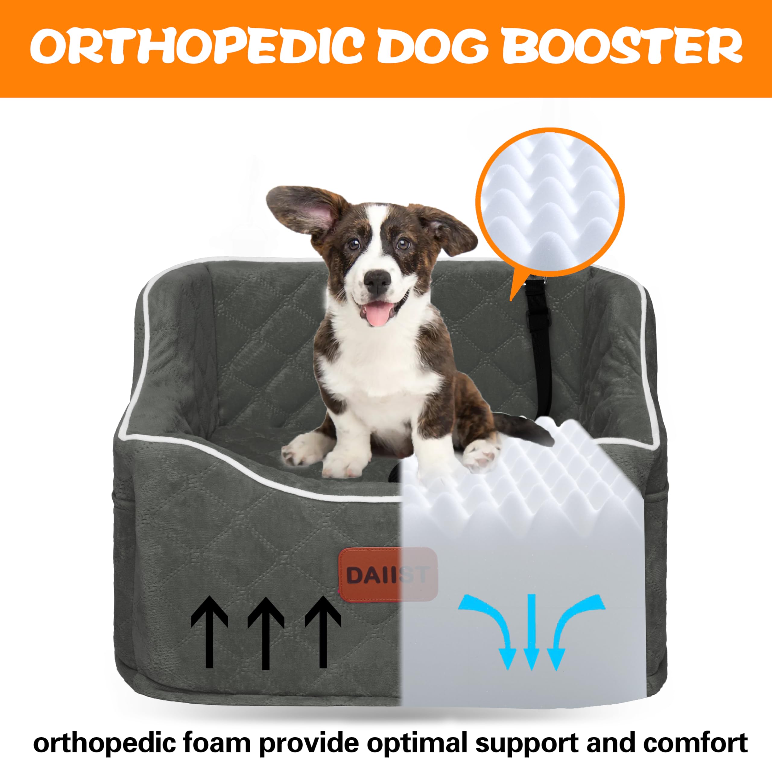 DAIIST dog car seat with storage pockets for travel essentials