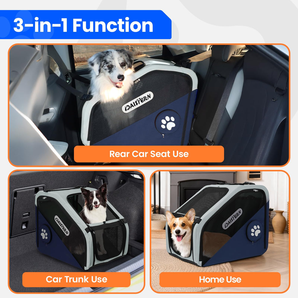 DAISTERN collapsible dog crate warranty included blue communicates lifetime support.