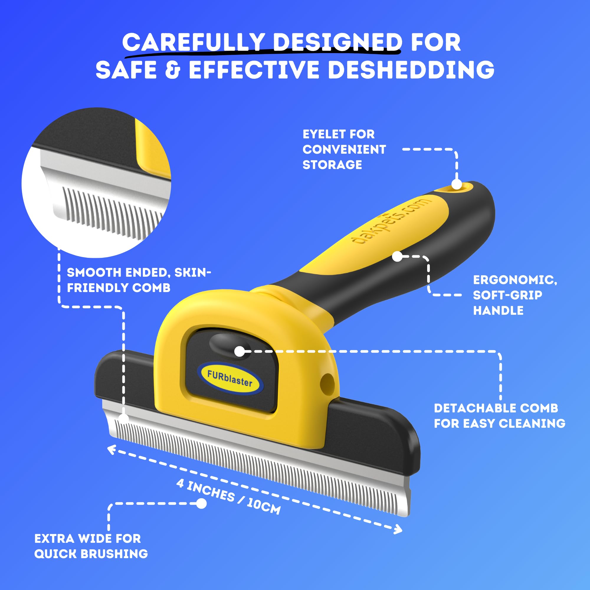 DakPets deshedding tool dog and cat shown for versatile grooming on short and long coats.