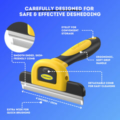 DakPets deshedding tool dog and cat shown for versatile grooming on short and long coats.