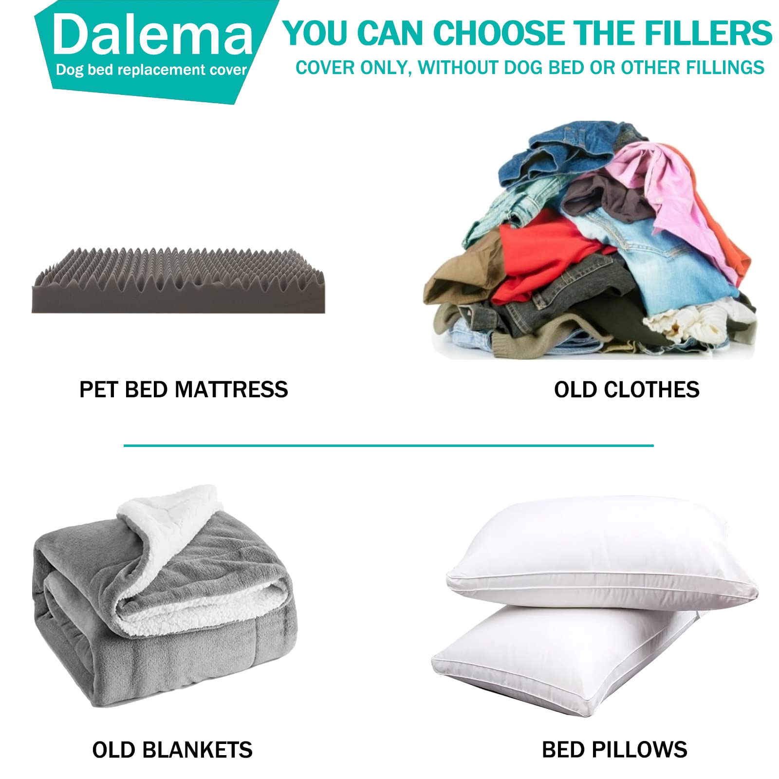 Easy-clean surface on Dalema dog bed cover resists stains
