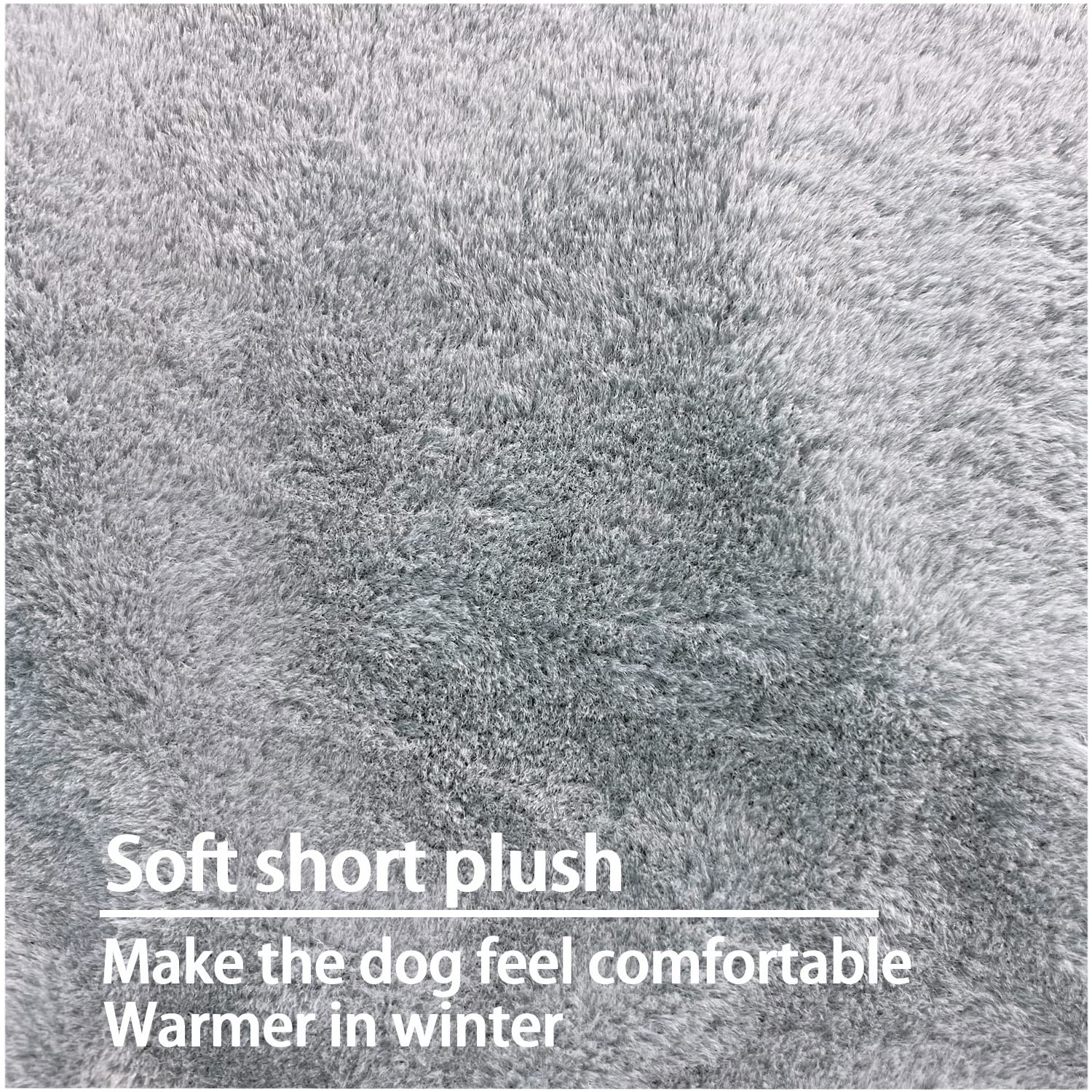 Grey fabric closeup shows durable Oxford material and stitching