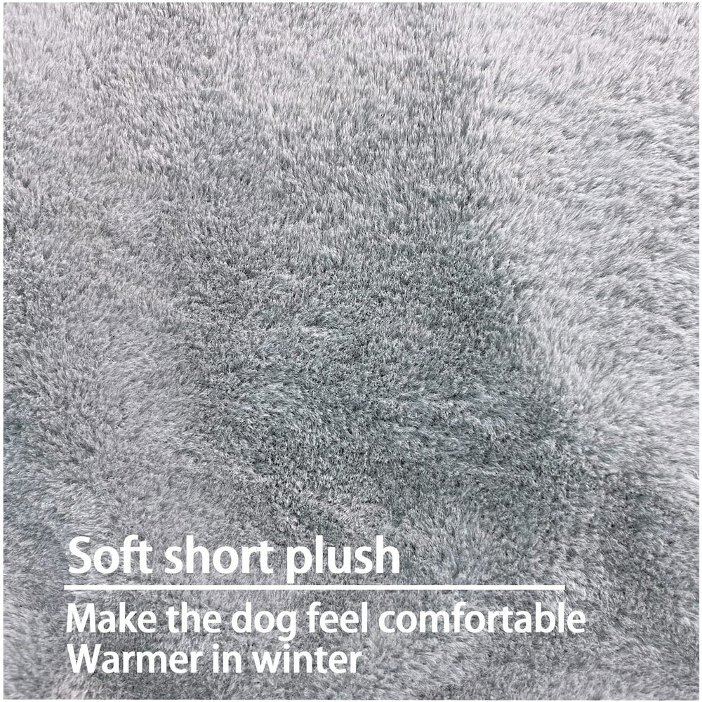Grey fabric closeup shows durable Oxford material and stitching