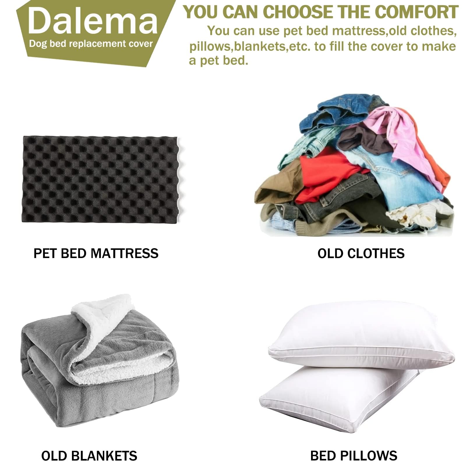 Dalema dog bed cover non-stick-hair surface keeps fur easy to remove.