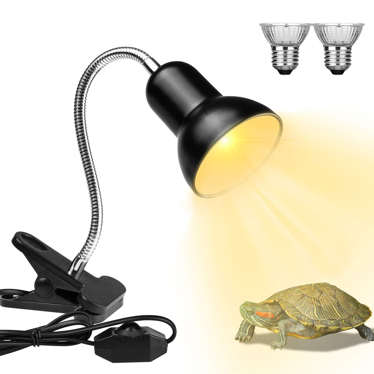 Dallfoll reptile heat lamp front view with stable mounting for basking.