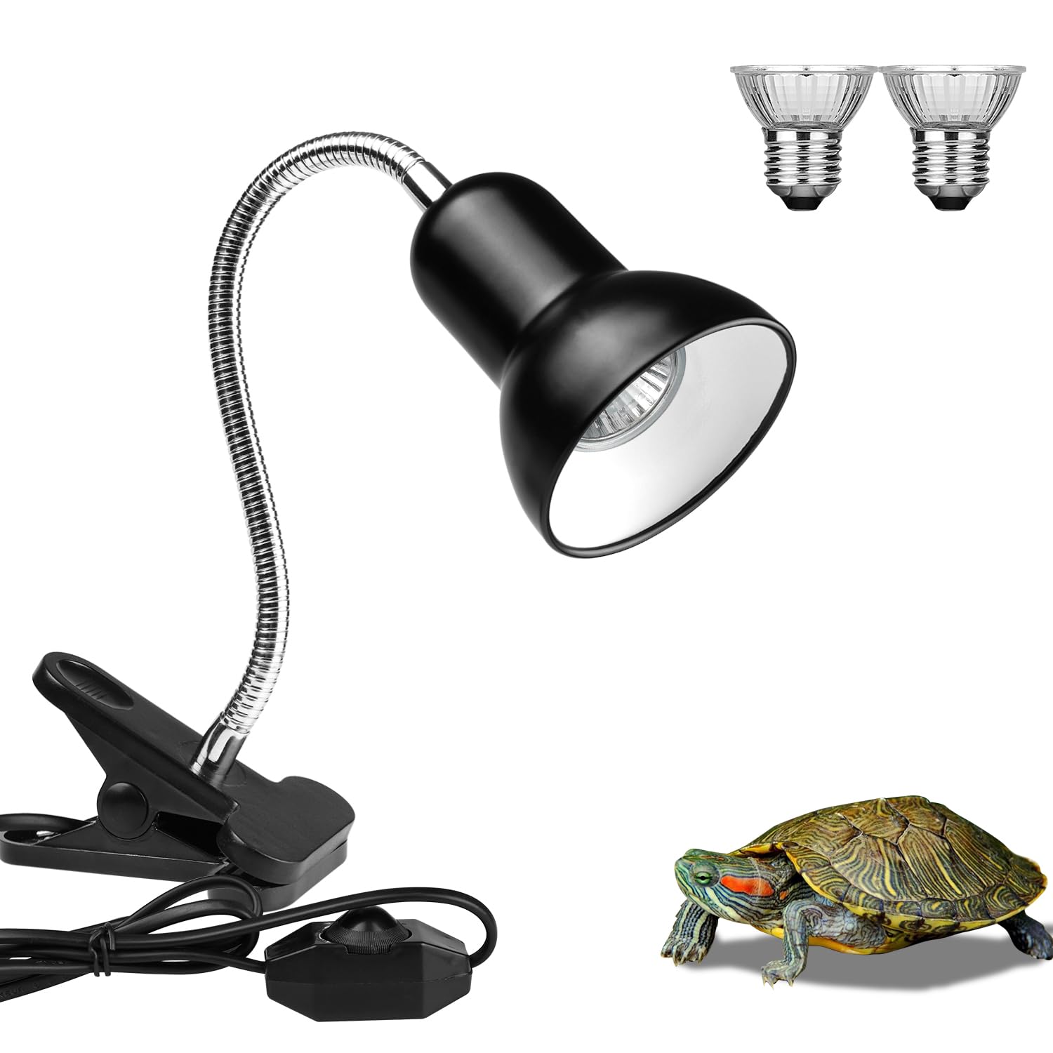 Dallfoll reptile heat lamp safety-warranty highlights CE certification and 1-year warranty.