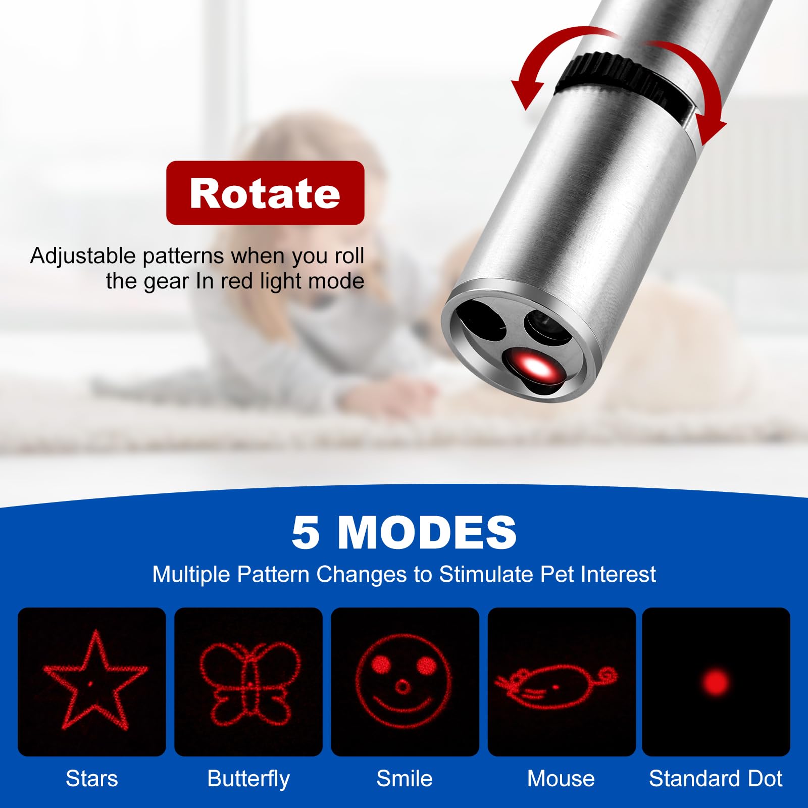 Damflew laser pointer bird toy with USB charging for long play sessions.