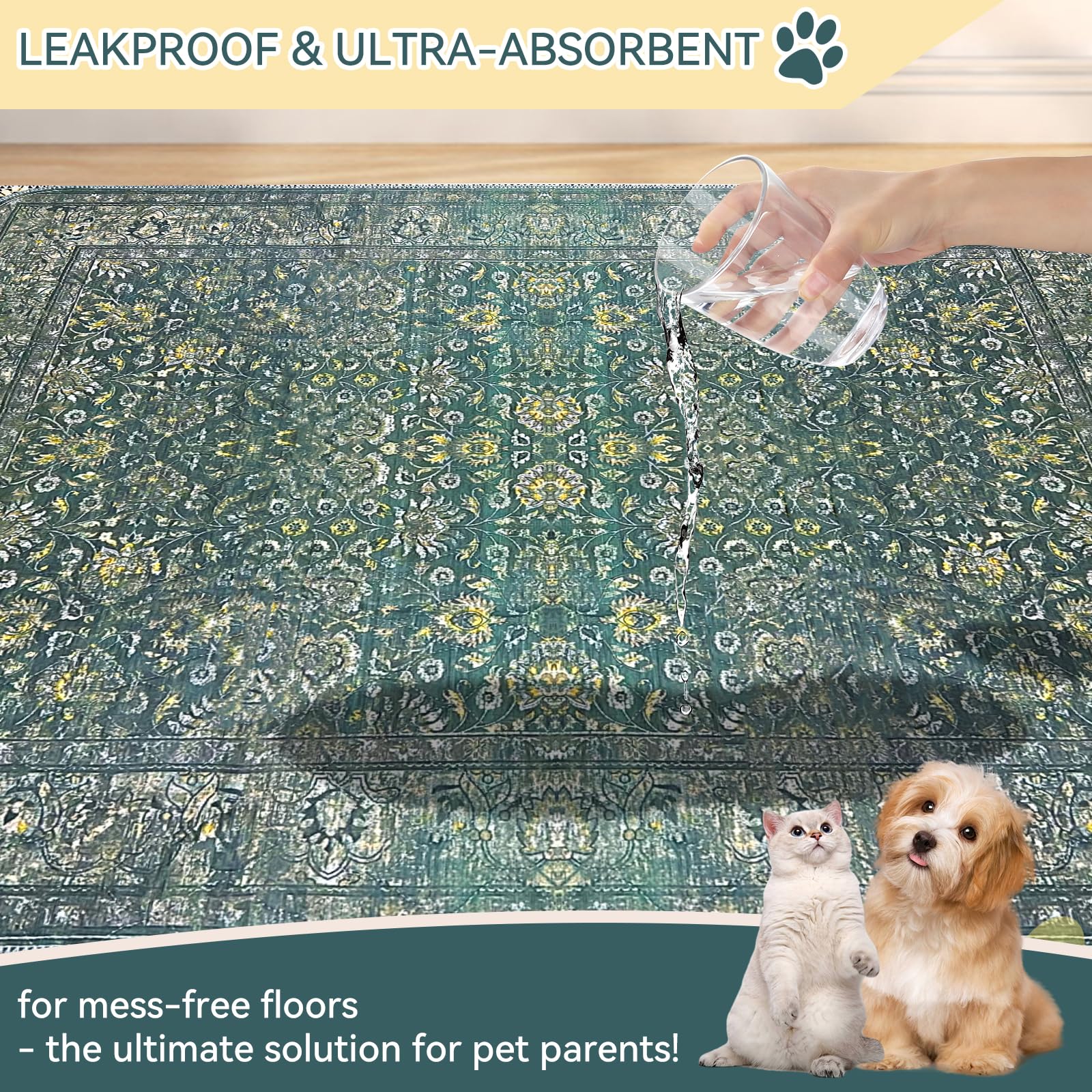DAMIROON washable pee pad 36x41 leak-proof layer protects floors during training