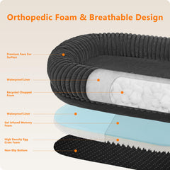 DANFOOZIO extra-large dog bed fold-edge emphasizes ergonomic surround and comfy thickness.