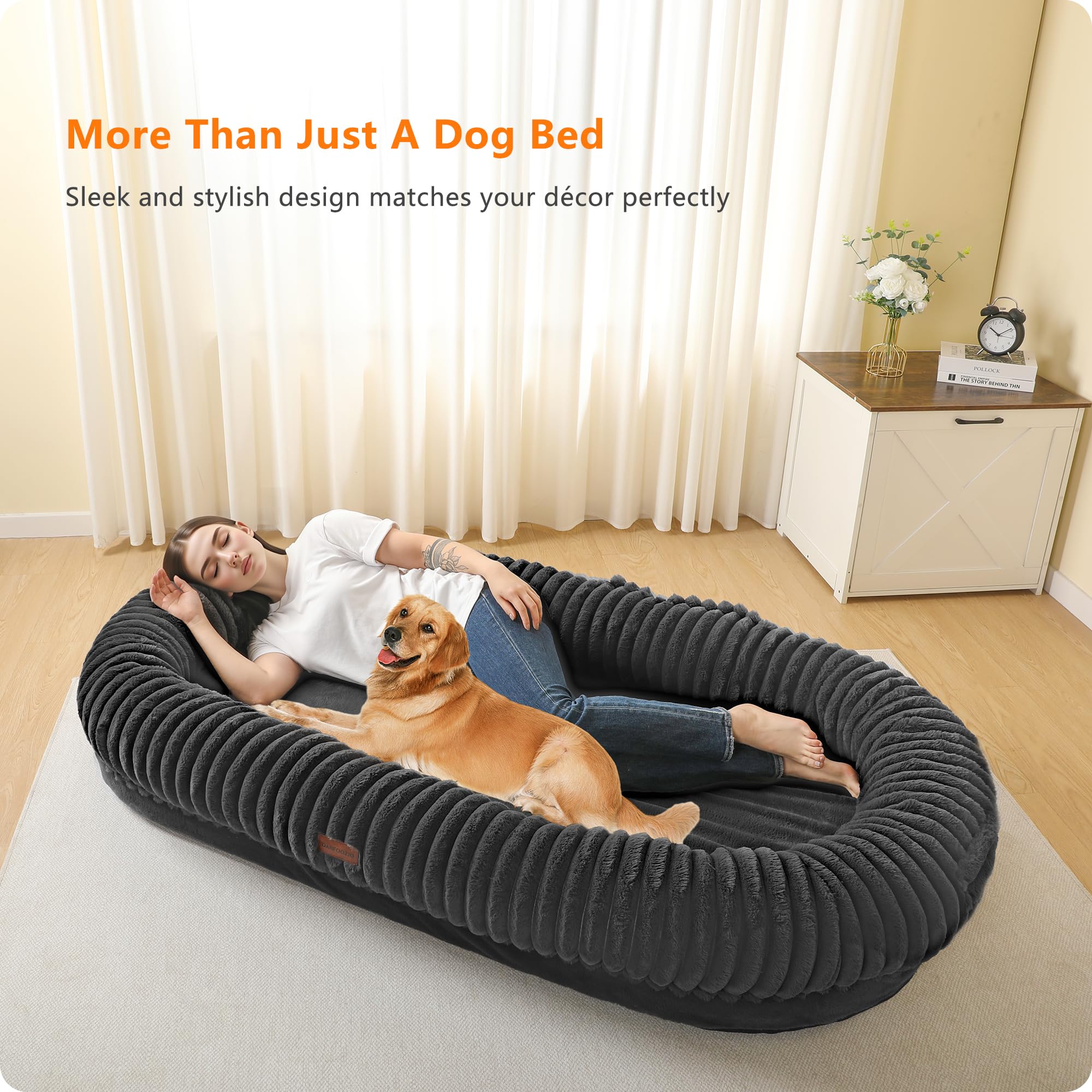 DANFOOZIO extra-large dog bed non-slip-bottom highlights safe placement.