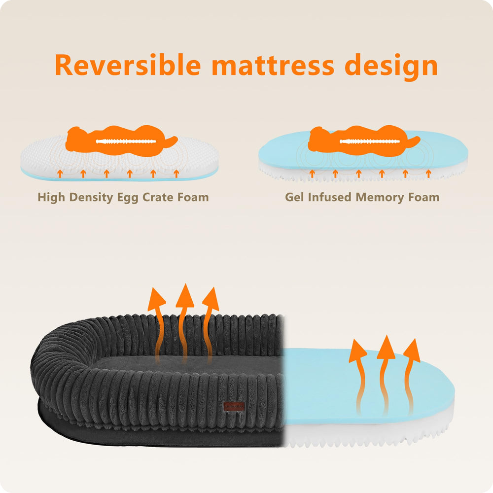 DANFOOZIO extra-large dog bed side view showcases plush faux fur and edge support.
