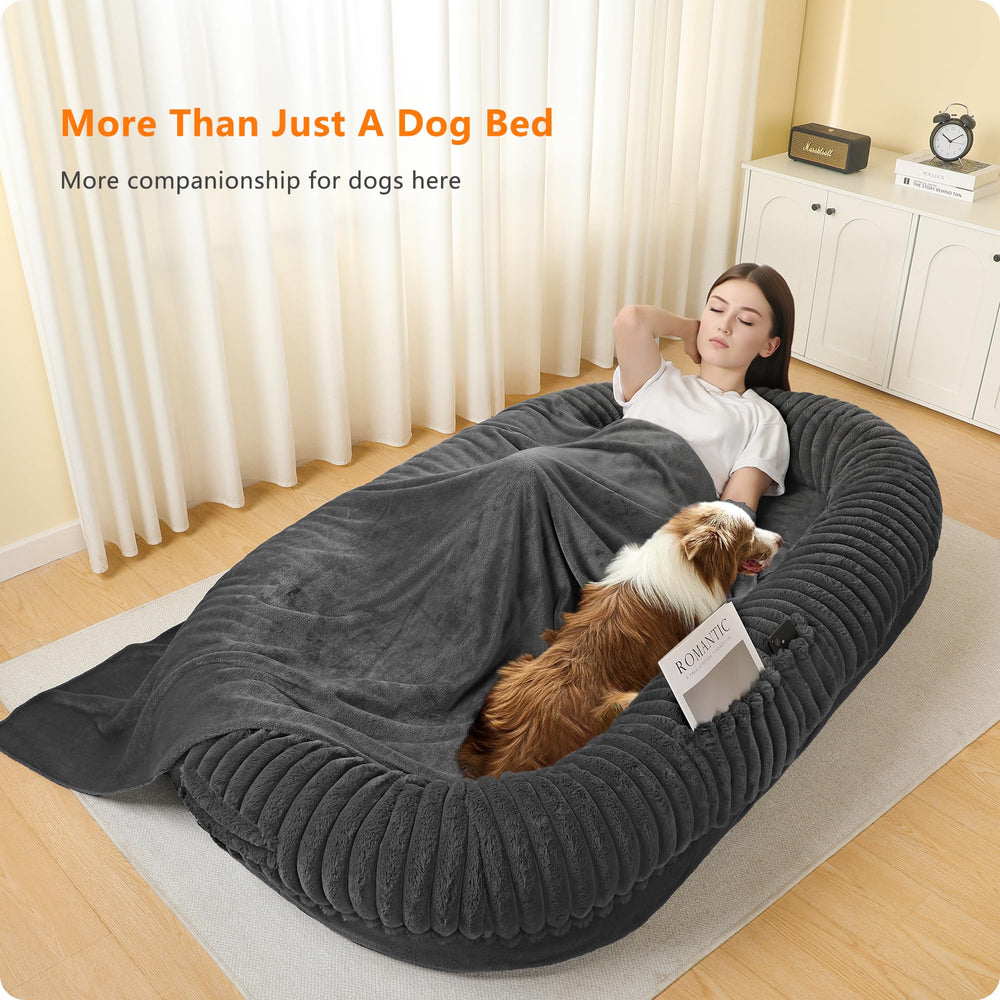 DANFOOZIO extra-large dog bed washable-cover emphasizes easy cleaning and durable fabric.
