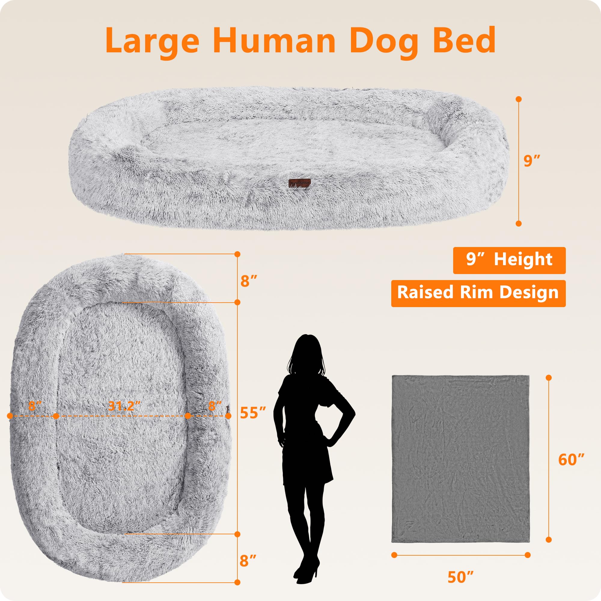 DANFOOZIO human-dog-bed 360-edge-support cradles head and neck in any position