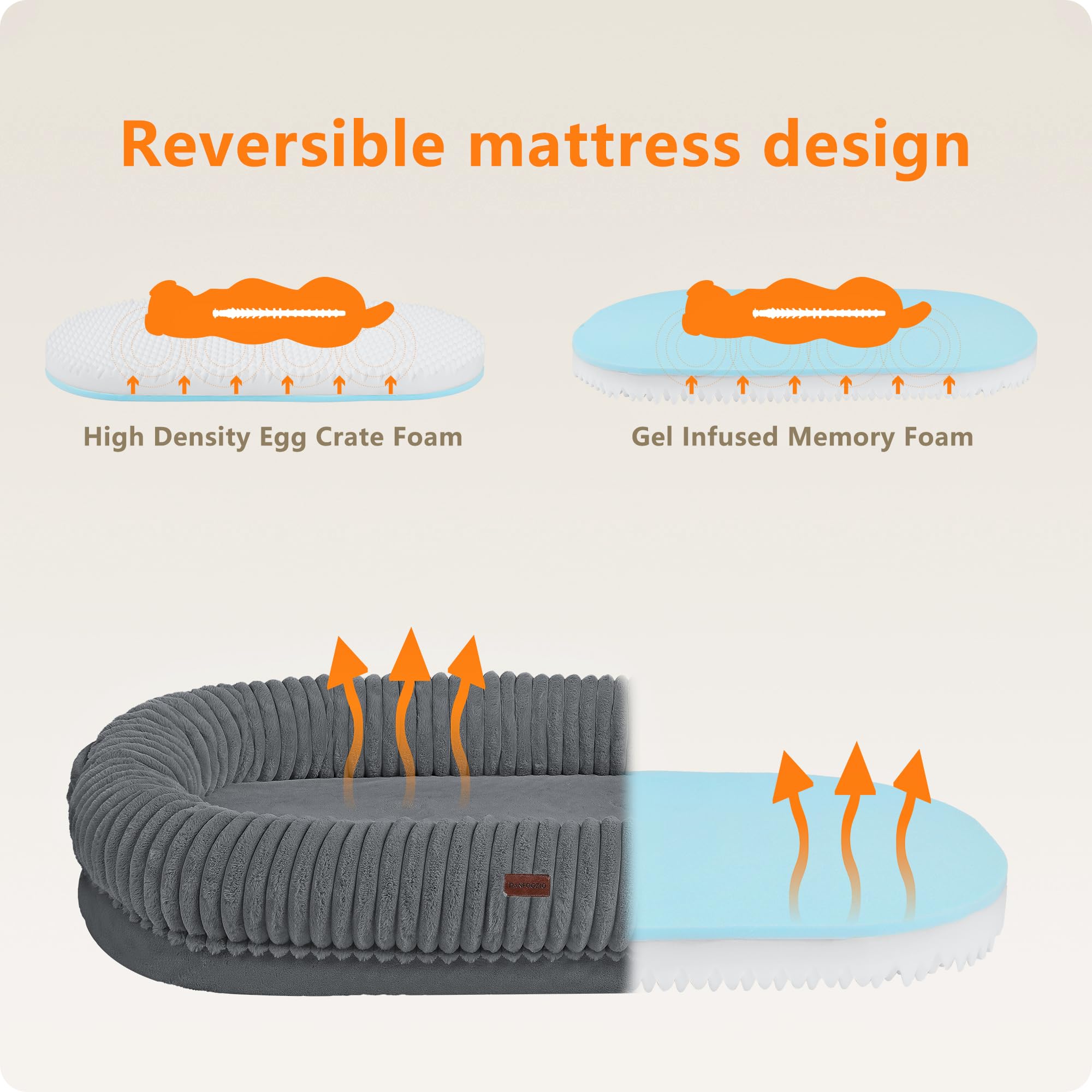 DANFOOZIO gel infused memory foam layer provides cooling and support