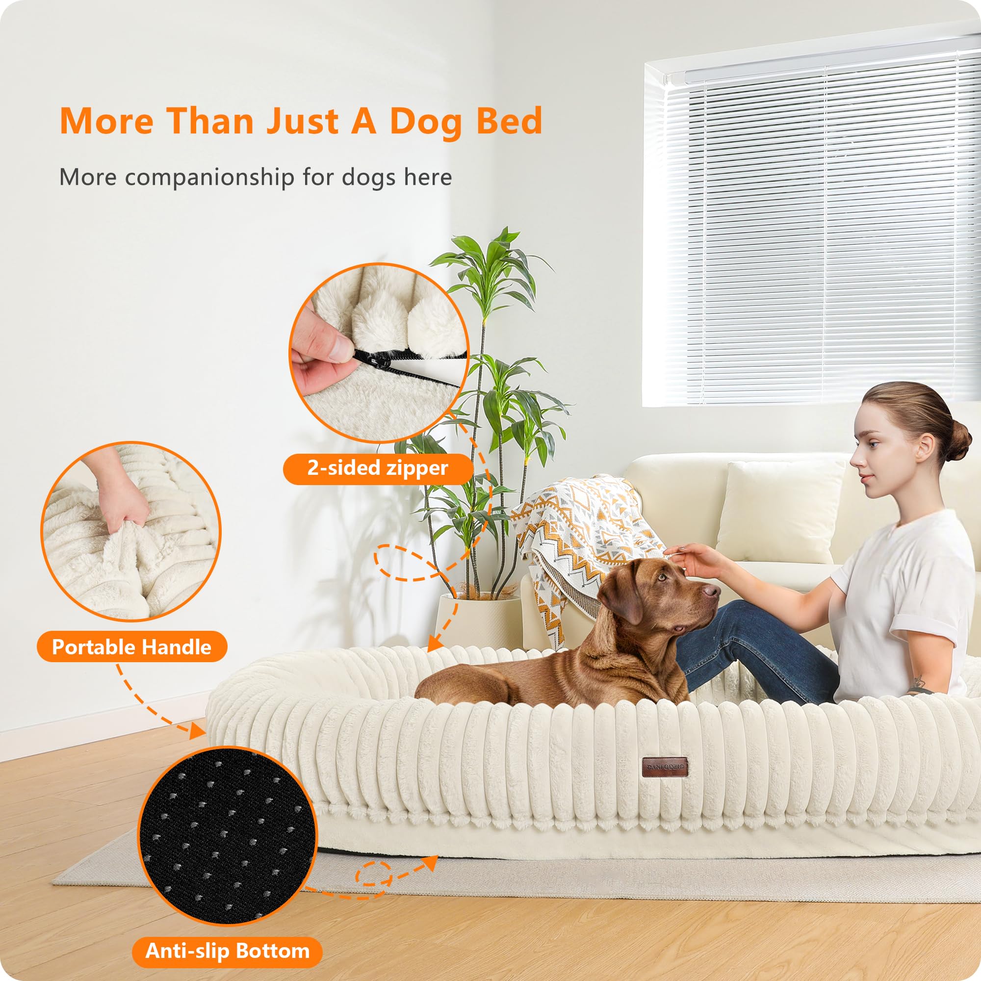 DANFOOZIO human dog bed 360 edge around head and neck support
