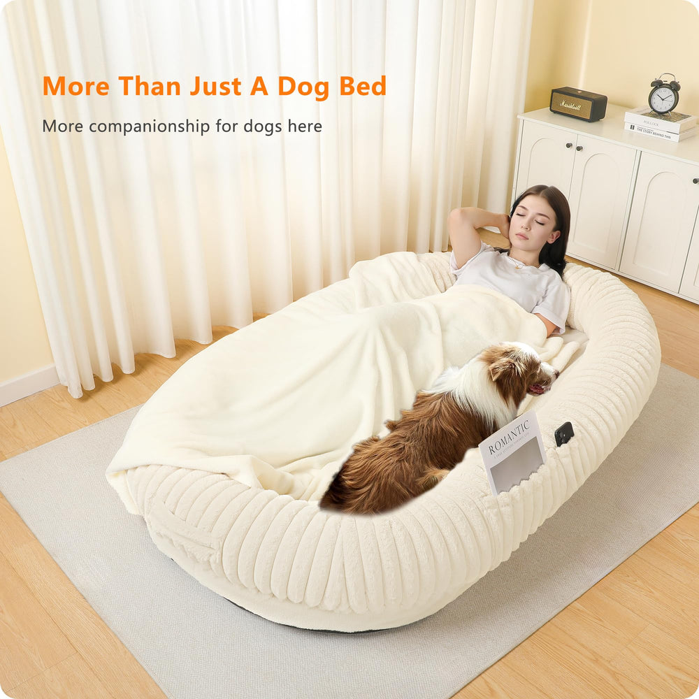 DANFOOZIO human dog bed faux fur cover feels soft and cozy
