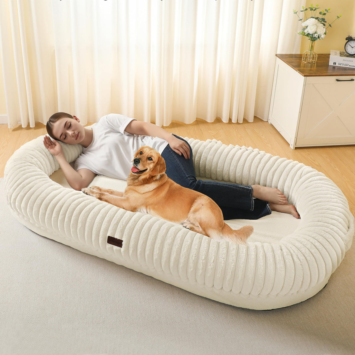 DANFOOZIO human dog bed front view for spacious shared lounging