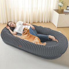 DANFOOZIO human dog bed full setup enables cozy shared lounging for you and your pet