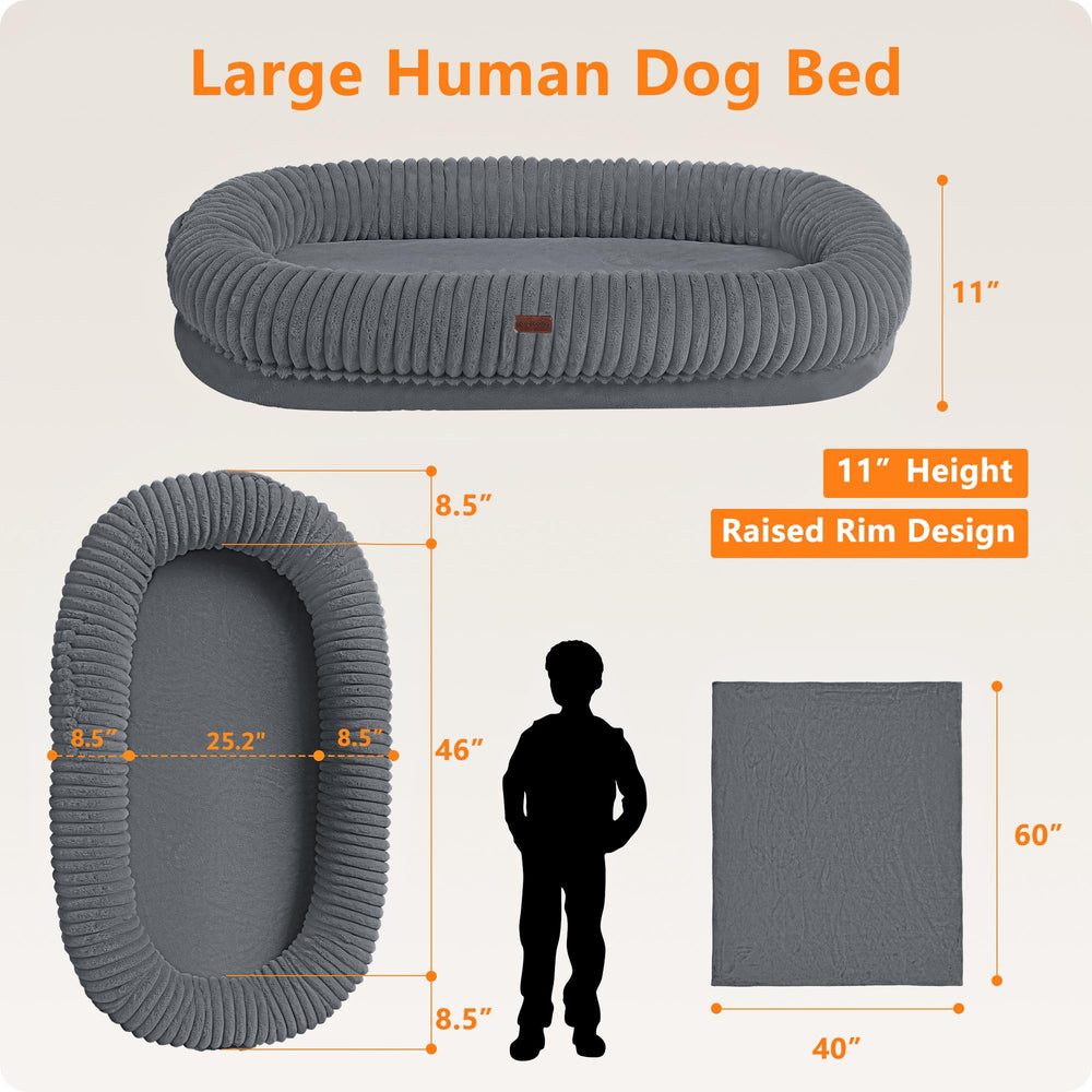 DANFOOZIO Human Dog Bed luxury-faux-fur-cover conveys soft warmth and premium feel