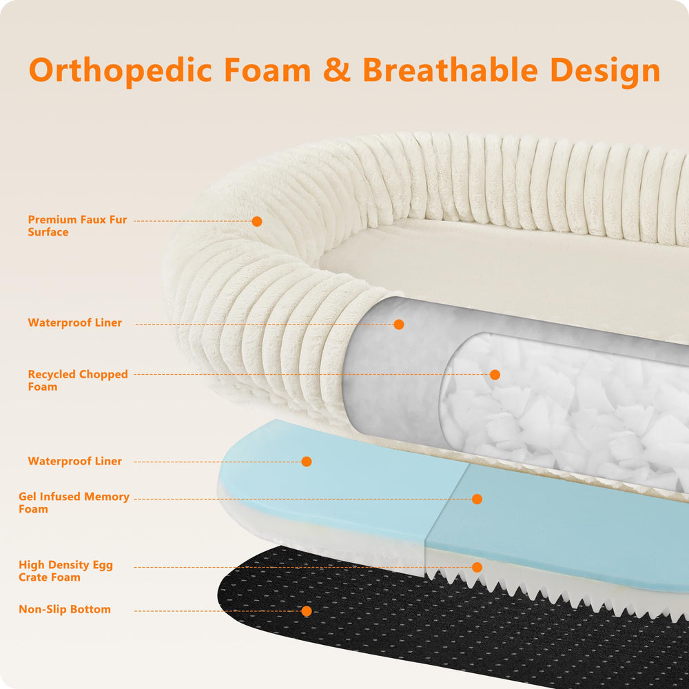DANFOOZIO human dog bed reversible padding shows two foam layers for comfort
