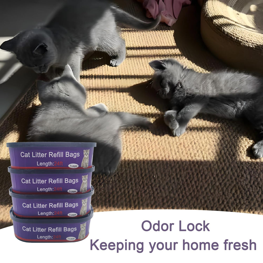 DANMBAQU 4-pack shown ready for Genie pails and multi-cat households