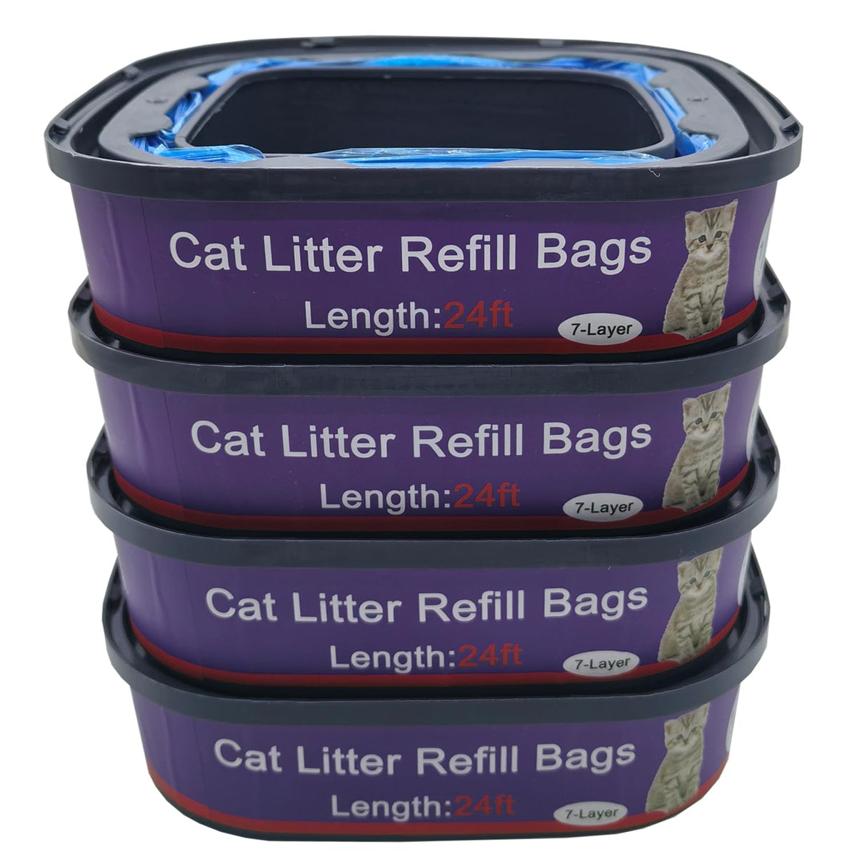 DANMBAQU Genie cat refill 4-pack packaging with odor-control design