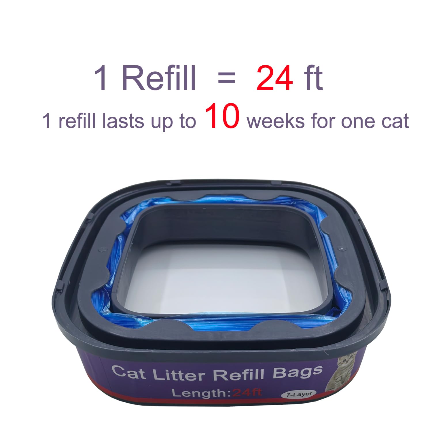 DANMBAQU Genie cat refill 4-pack highlights 7-layer odor barrier