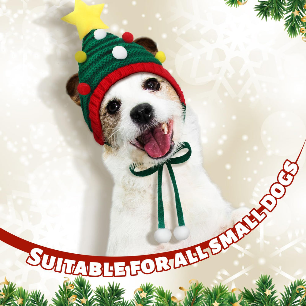 Dansydaisy dog hat with gold bell on green stripe for Christmas outfits.