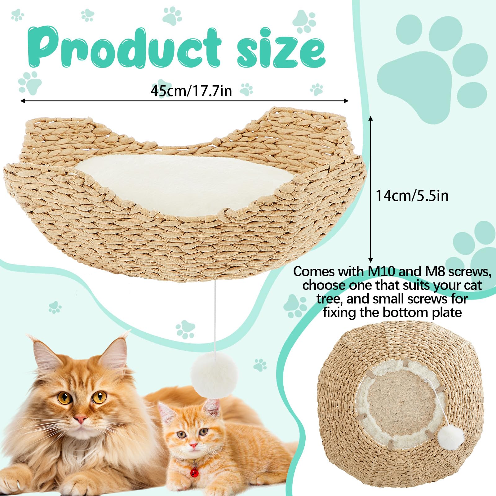Dansydaisy wicker cat nest bed ready for cozy lounging and nap time