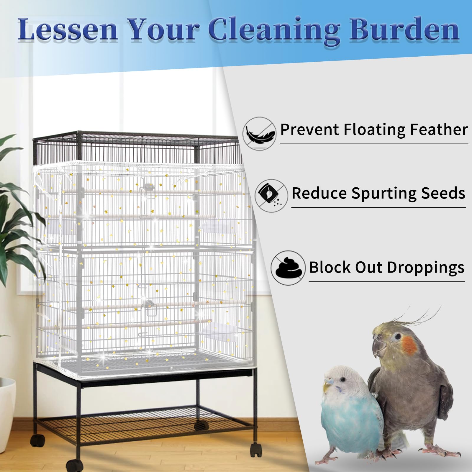 Daoeny bird cage cover large nylon mesh close-up shows durable, airy fabric.