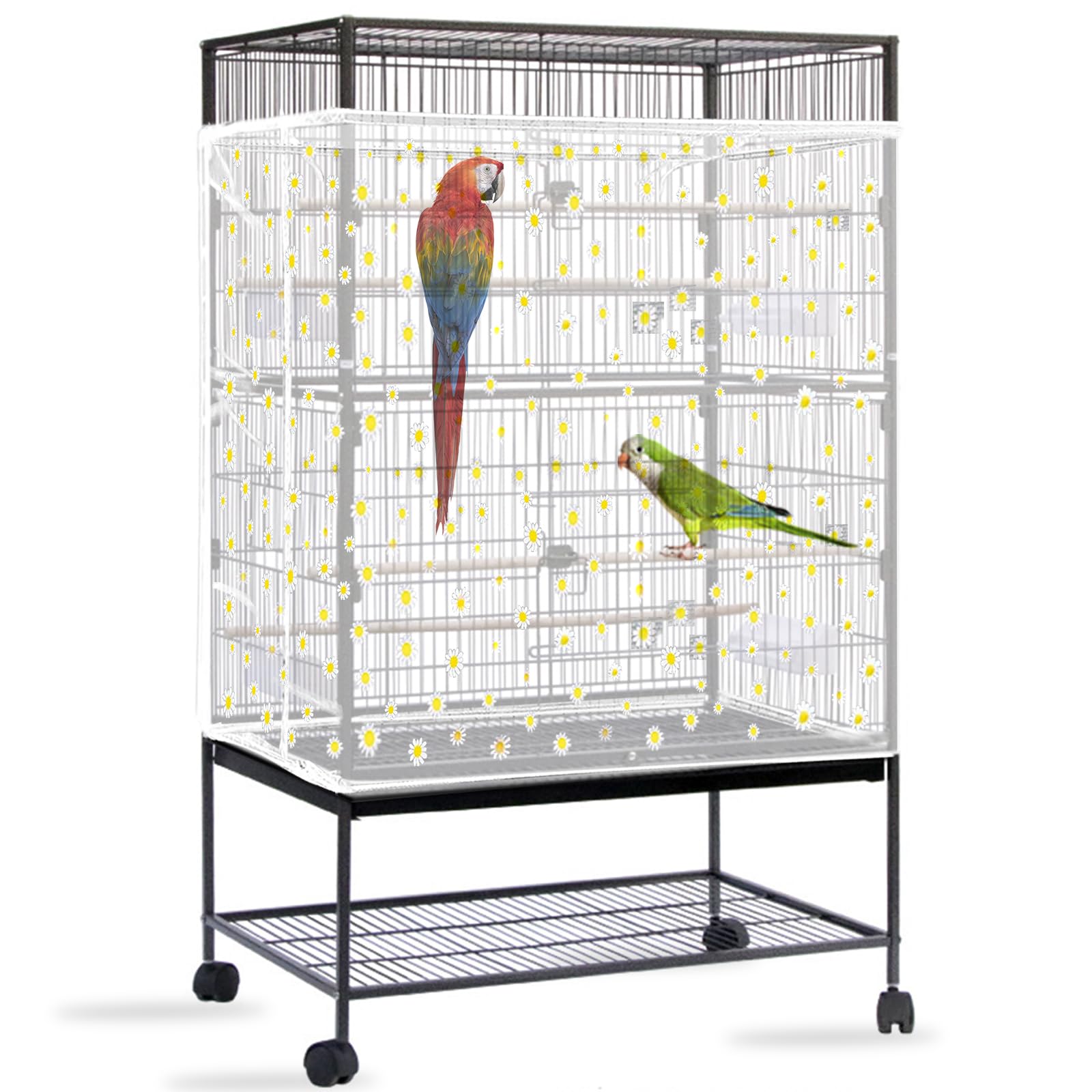 Daoeny bird cage seed catcher cover tightly fitted on a parrot cage for mess-free floors.