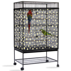 Daoeny seed catcher cover close-up reveals durable, mess-reducing fabric with a daisy design