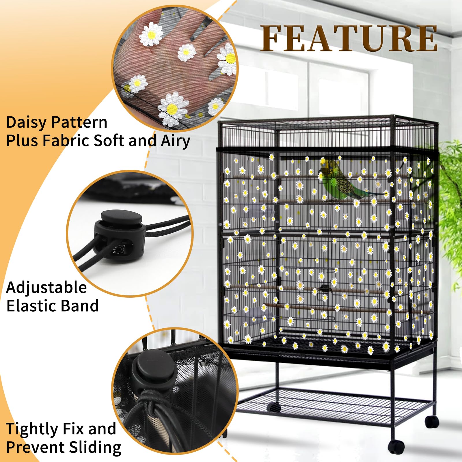 Daoeny drawstring and buckle ensure secure, adjustable fit for multiple cages