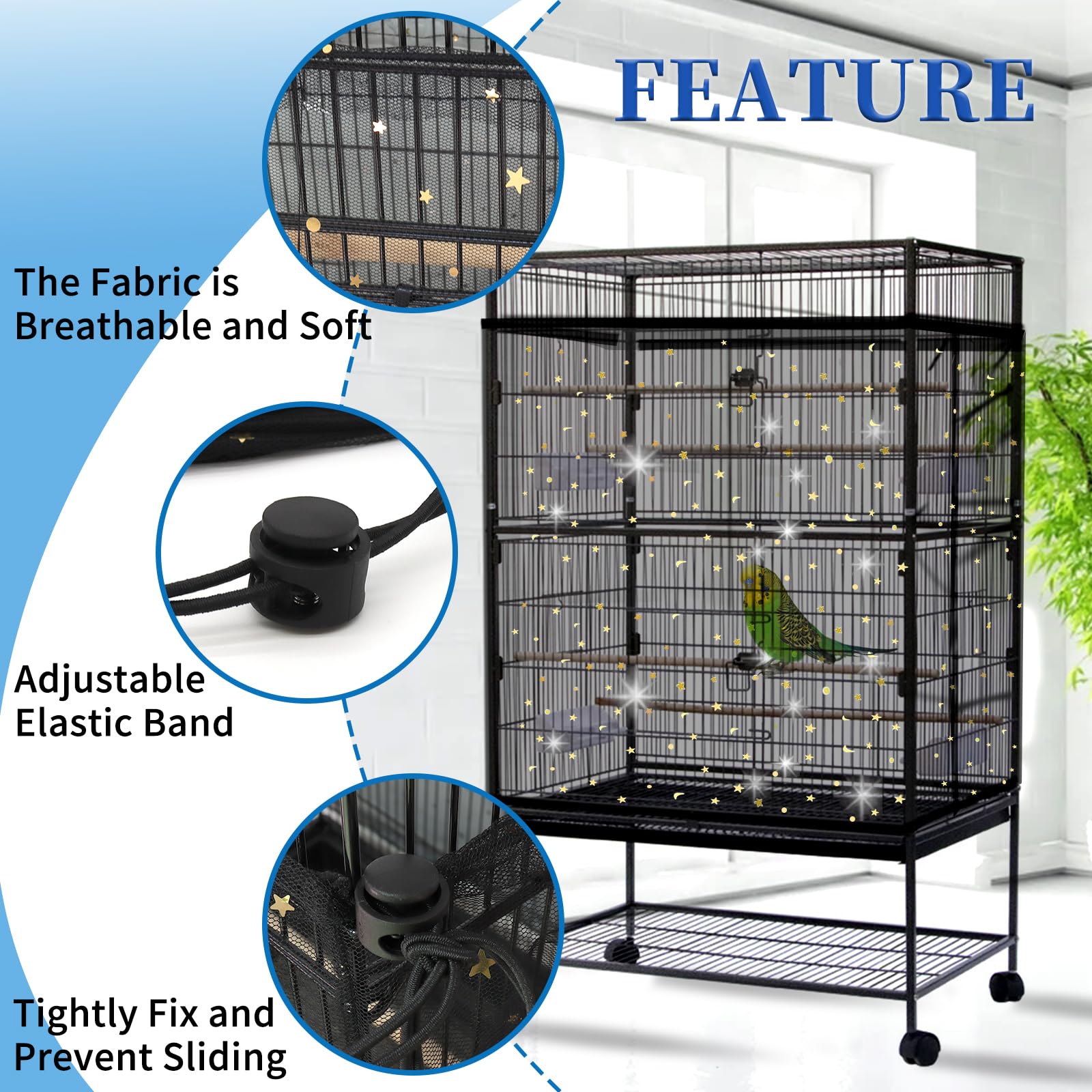 Daoeny seed catcher side view with drawstring keeps skirt secure