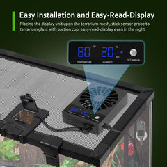 DAOTAILI reptile tank fan auto ventilation triggers airflow when humidity rises