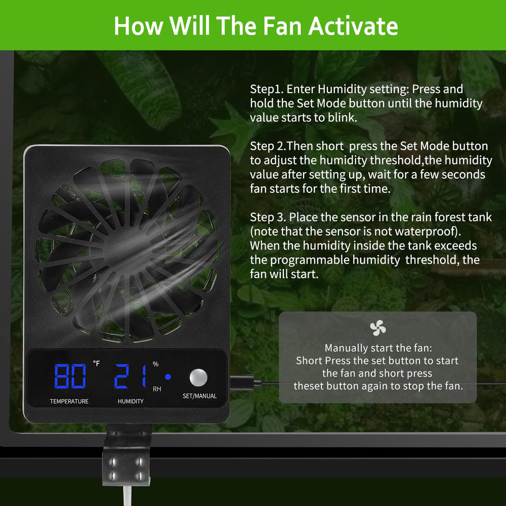 DAOTAILI reptile tank fan installation is tool-free for quick setup
