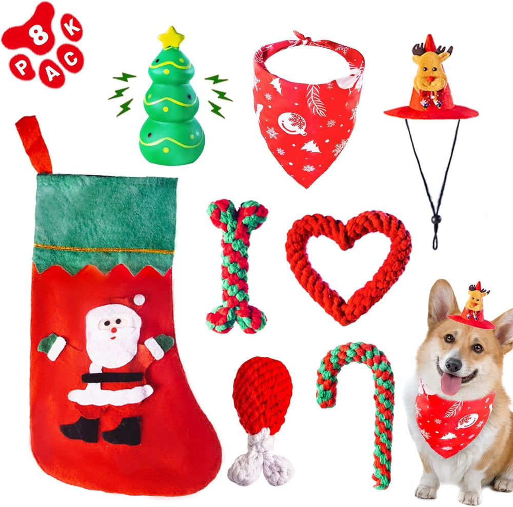 DARDOHIA Christmas dog toys set featuring four rope toys for playful chewing