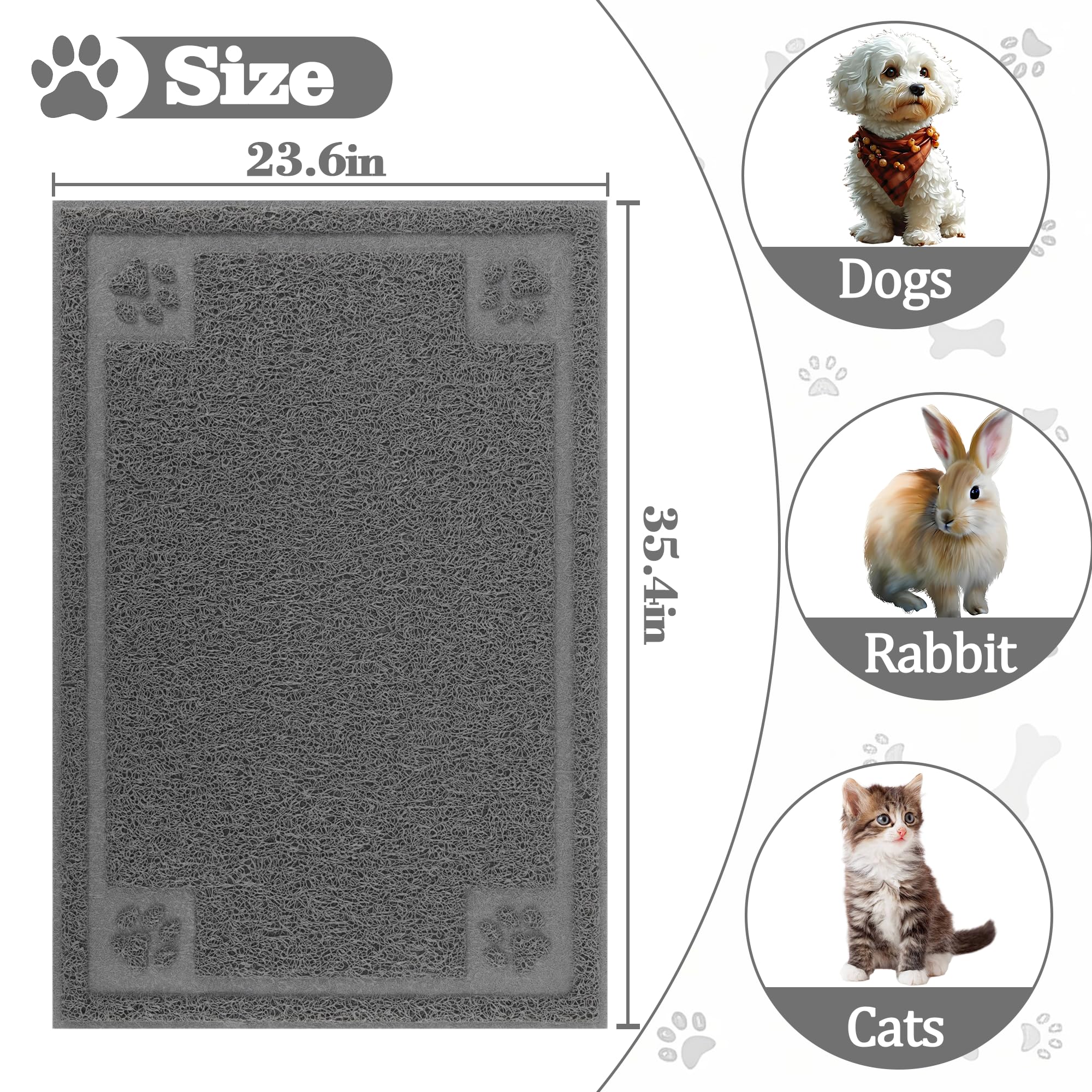 Darkyazi Pet Feeding Mat Large Grey color protecting floors from spills