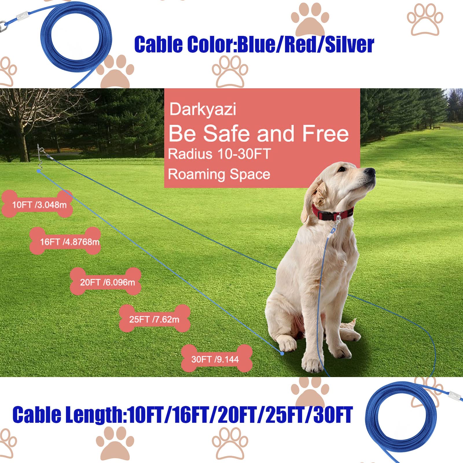 Darkyazi rotating clip prevents tangles during dog movement.