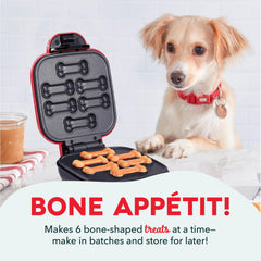 Dash Mini Dog Treat Maker nonstick plate shows easy release for mess-free baking.