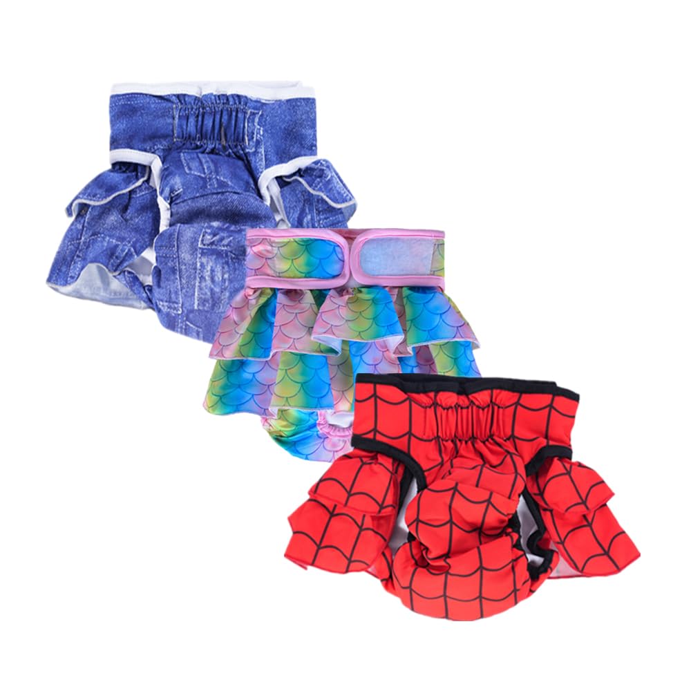 Daslakdc washable dog diapers 3-piece pack ready for quick outfit changes and reuse.