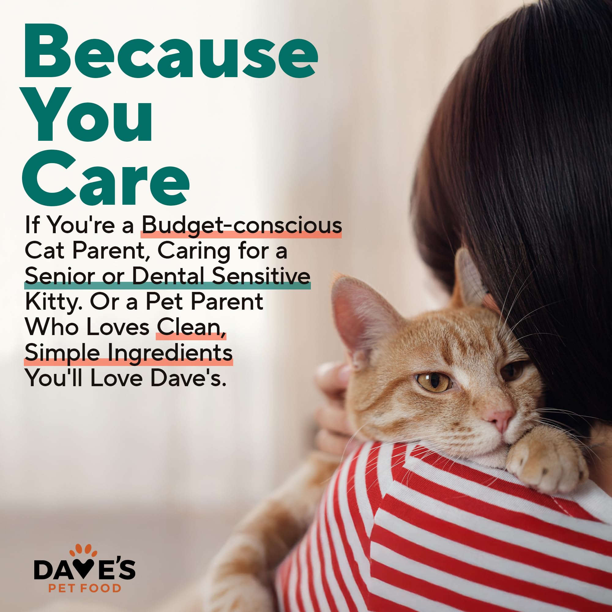 Dave's Pet Food back-of-can guide shows feeding directions at a glance