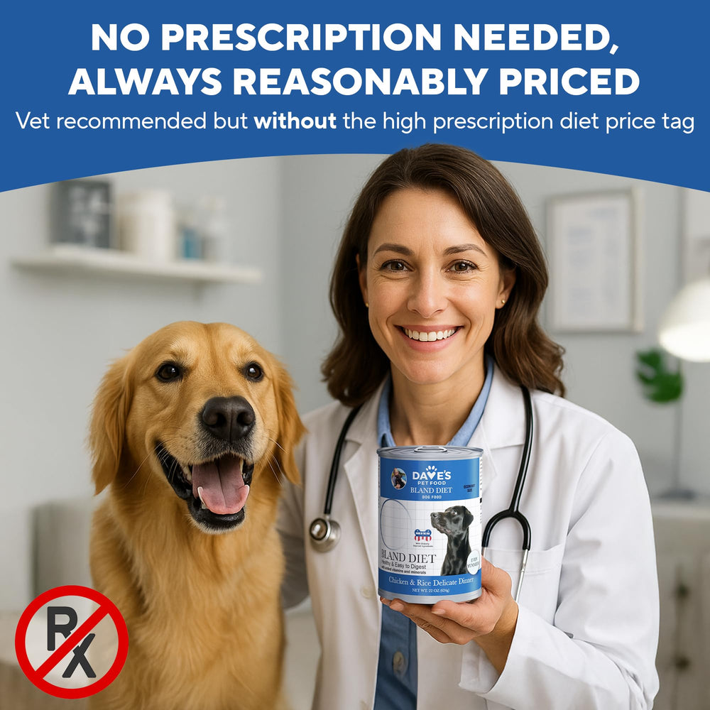 Dave's Pet Food Bland Diet ingredients label communicates simple wheat-free recipe