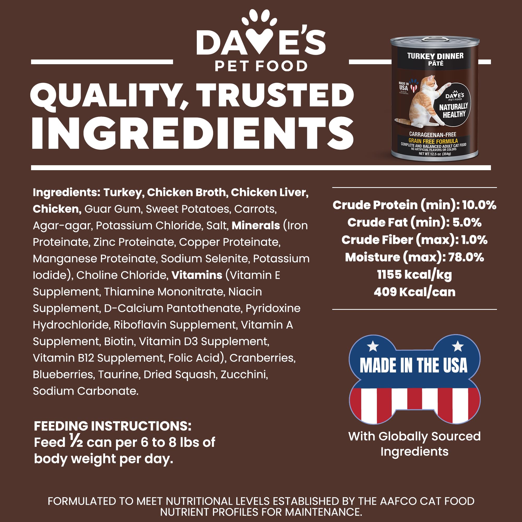 Dave's Pet Food cat enjoying meal from bowl illustrates easy feeding and hydration support.